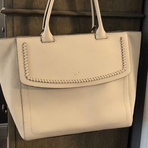 Kate Spade Tote with Leather Stitch Trim - Ivory